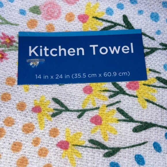 FLOWERS IN BLOOM Kitchen Towel GARDEN FLOWERS Ribbon Accent NWT 14 x 24 inches - Picture 5 of 9